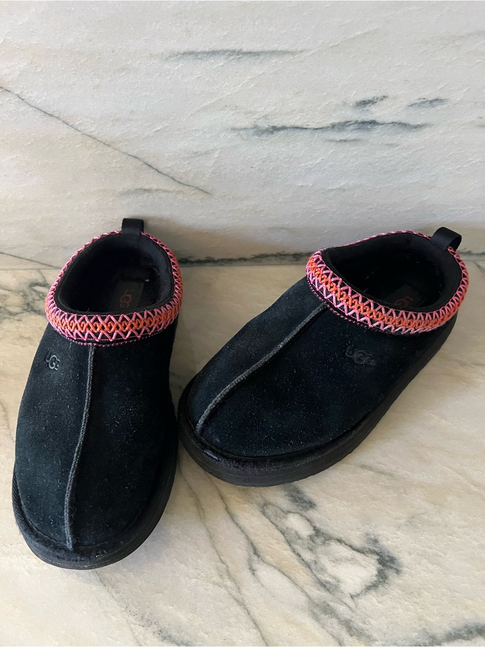 UGG Kids Black Tazz with Pink Trim